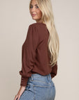 Leg of Mutton Sleeve Knit Top - Online Only