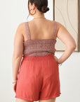 Zenobia Plus Size Drawstring Elastic Waist Shorts with Pockets