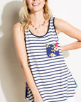 e Luna Striped Floral Mix Tank