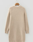 Lace Trim Buttoned Raglan Sleeve Sweater Dress