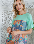 e Luna Solid Floral Mixed Boxy Top