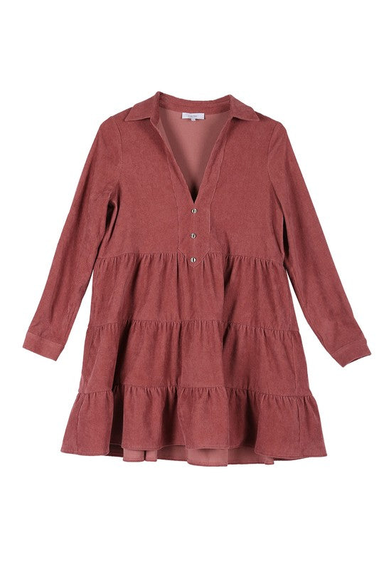 Corduroy Tiered Dress - Online Only