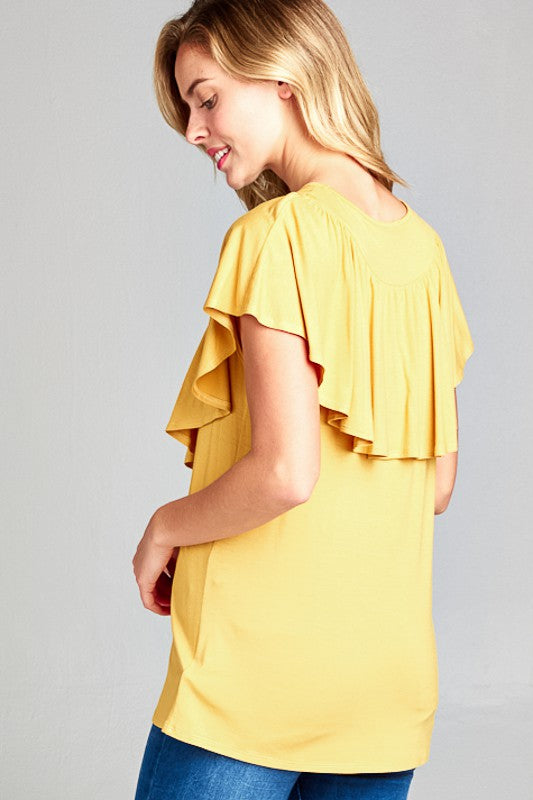 Solid Ruffle Detail Top - Online Only