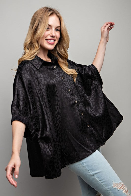 Sweet Generis Light Satin Print Button Down Shirt