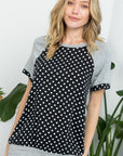 Polka Dot Mixed Casual Top - Online Only