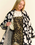 Davi & Dani Leopard Open Front Long Sleeve Cardigan