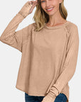 Zenana Round Neck Thumbhole Long Sleeve T-Shirt