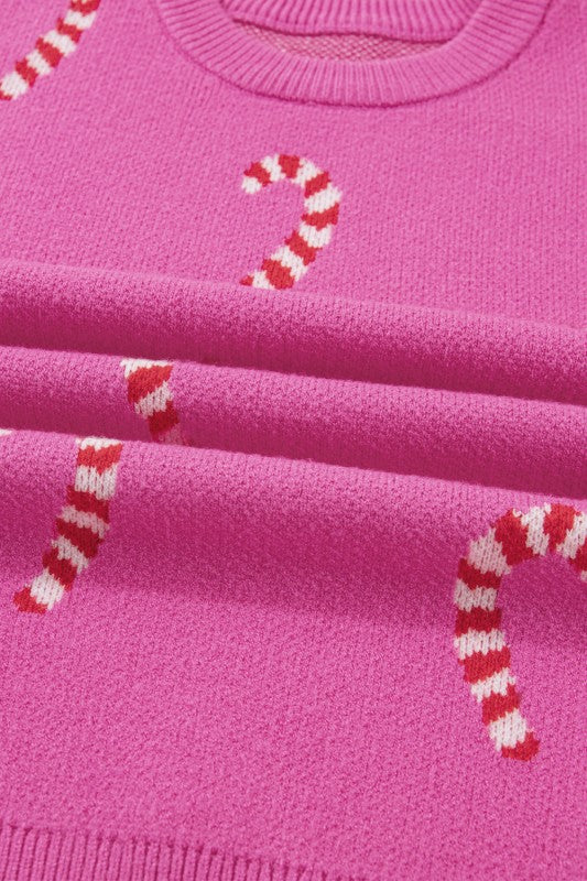 Christmas Candy Cane Drop Shoulder Sweater
