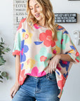 HOPELY Floral Waffle Oversize T-Shirt