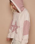 POL Star Patchwork Raw Edge French Terry Hoodie