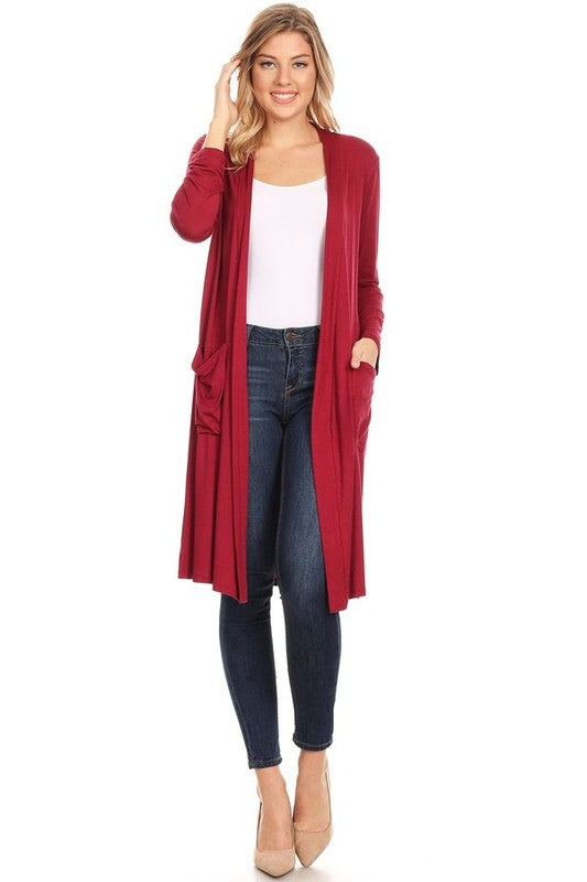 Solid Duster Cardigan Loose Fit