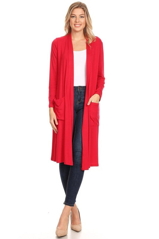 Solid Duster Cardigan Loose Fit