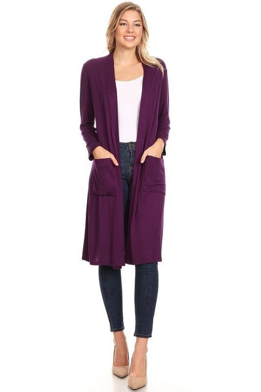 Solid Duster Cardigan Loose Fit