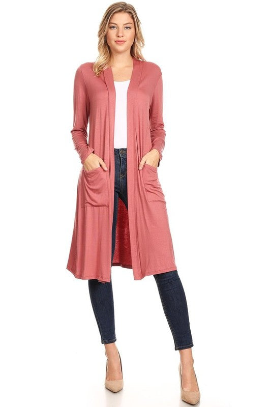 Solid Duster Cardigan Loose Fit