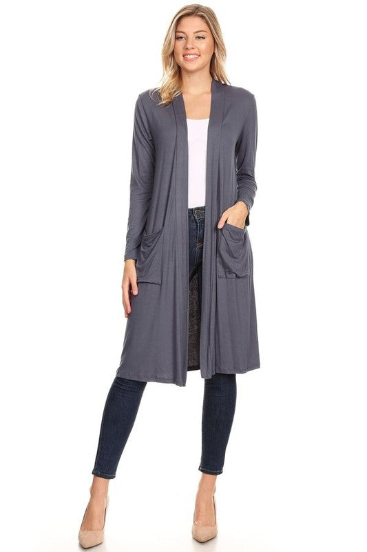 Solid Duster Cardigan Loose Fit