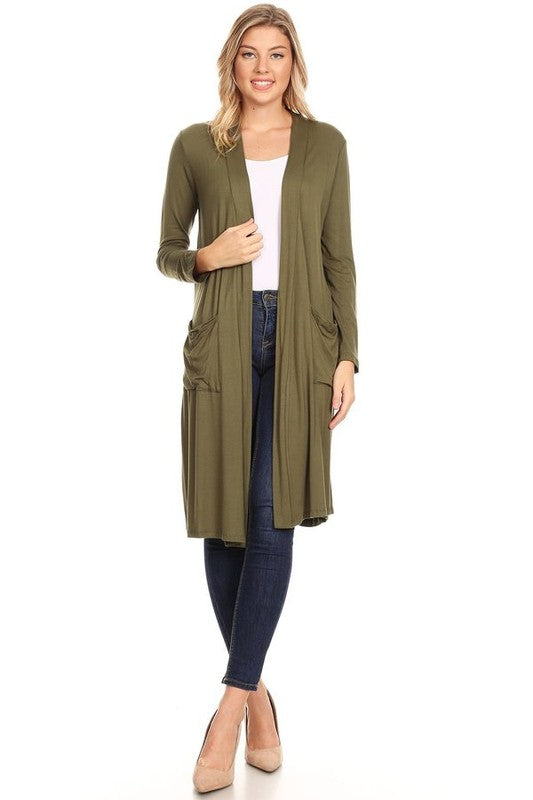 Solid Duster Cardigan Loose Fit