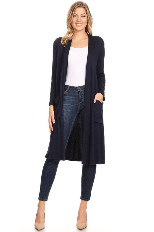 Solid Duster Cardigan Loose Fit