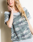 e Luna French Terry Camouflage Print Top