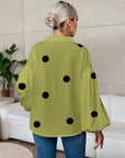 Polka Dot Bubble Sleeve Blouse