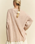 Davi & Dani High-Low Round Neck Drop Shoulder Sweater