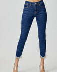 RISEN Full Size Embellished Mid Rise Crop Skinny Jeans