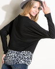 e Luna Plus Solid Cheetah Mixed Casual Top