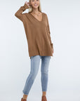 ZENANA Hi-Low Hem Front Seam Sweater