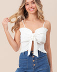 BiBi Ruffled Smocked Ribbon Detail Cami