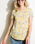 e Luna Floral Print Triblend Top