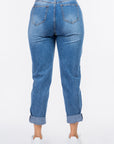 American Bazi High Waist Pleated Waist Mom Jeans