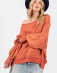 SAGE + FIG Mineral Wash Side Slit Oversized Sweatshirt