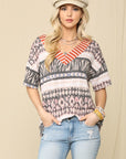 Celeste Full Size Striped V-Neck Short Sleeve T-Shirt