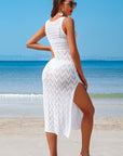 Side Split Crochet Coverup Long Beach Dress