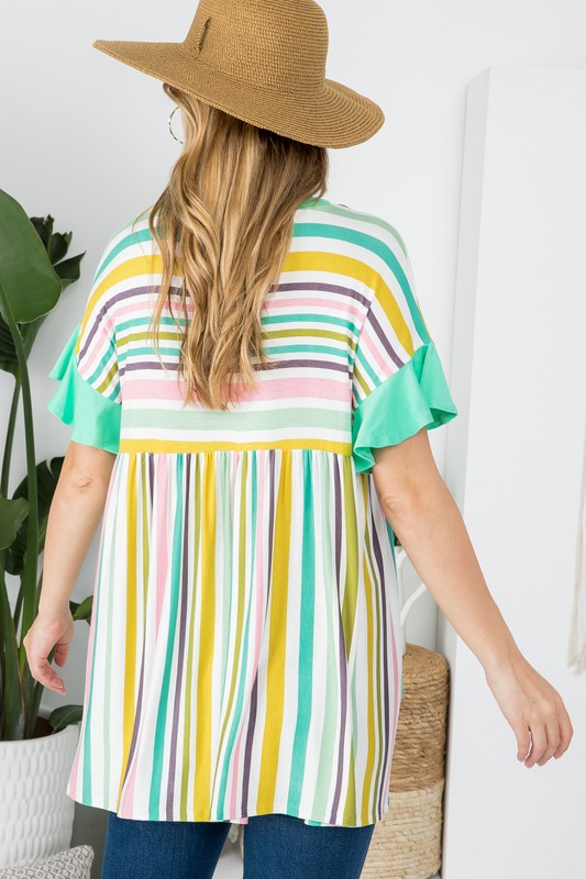 e Luna PLUS Striped Babydoll Tunic Top