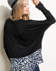 e Luna Plus Solid Cheetah Mixed Casual Top