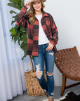 e Luna PLUS Fuzzy Plaid Button Down Shacket