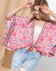 Light Woven Squared Open Kimono with Tie