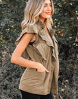 Denim Patchwork Ruffle Sleeve Jacket Vest