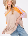 SAGE + FIG Color Block Curved Hem T-Shirt