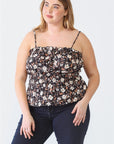 Zenobia Plus Size Frill Floral Square Neck Cami