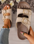 Leah Buckle Faux Suede Slippers