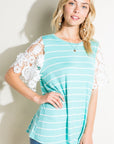 e Luna Striped Jersey With Lace Top