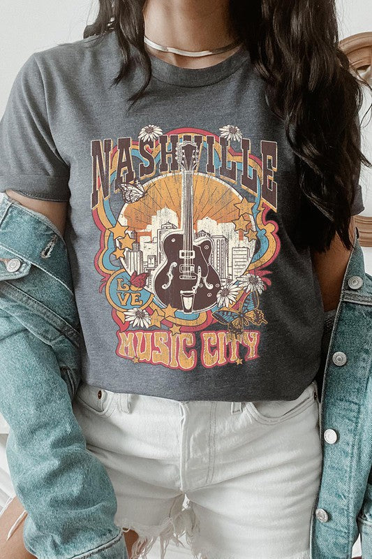 Nashville Music City Short Sleeve Graphic Tee - Online Only