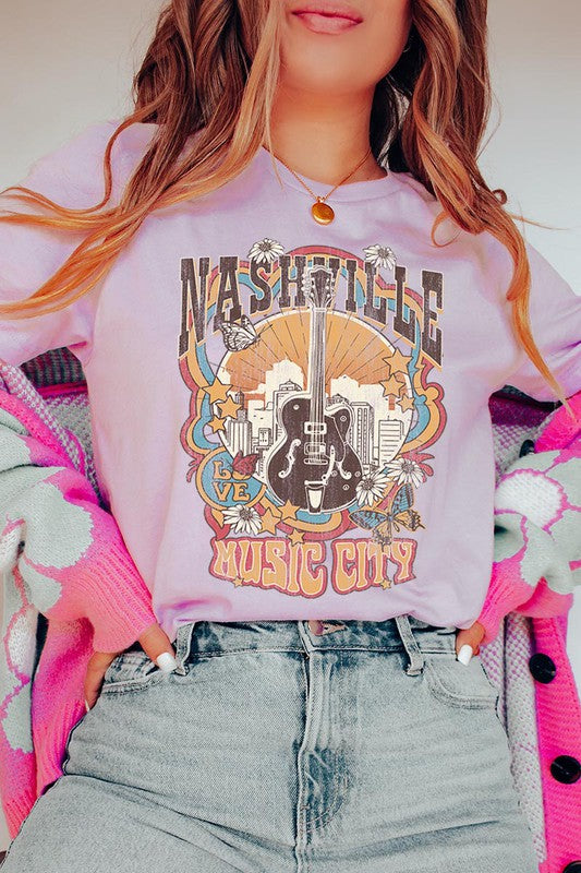 Nashville Music City Short Sleeve Graphic Tee - Online Only