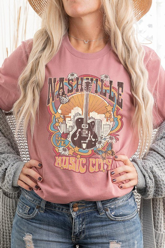 Nashville Music City Short Sleeve Graphic Tee - Online Only