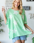 HOPELY Star Pattern Oversized Waffle T-Shirt