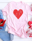 Plus Distressed Red Valentine Heart Graphic Tee