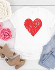 Distressed Red Valentine Heart Graphic Tee