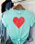 Distressed Red Valentine Heart Graphic Tee