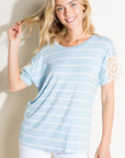 e Luna Striped Lace Patch Boxy Top